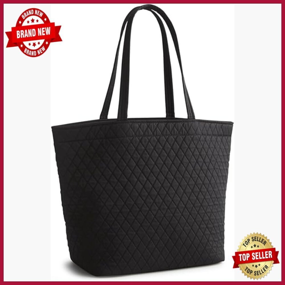 Large Cotton Tote Bag with Zip Pocket for Work Travel Everyday